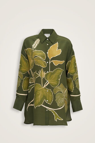 İmannoor x Rawdah Mecca Rose Green Silk Shirt 
