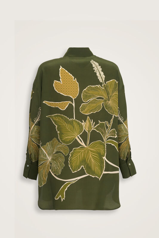 İmannoor x Rawdah Mecca Rose Green Silk Shirt - 2