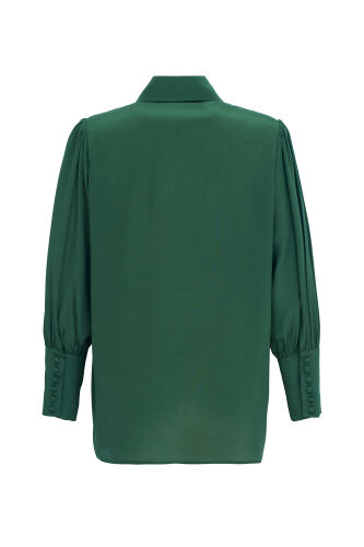 Imannoor x Rawdah Pointed Collar Çağla Crepe Silk Shirt - 2