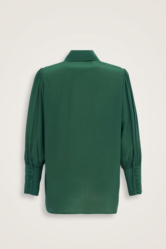 Imannoor x Rawdah Pointed Collar Çağla Crepe Silk Shirt - 2