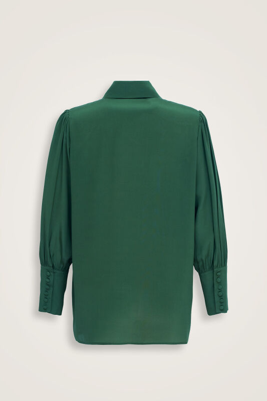 Imannoor x Rawdah Pointed Collar Çağla Crepe Silk Shirt - 2