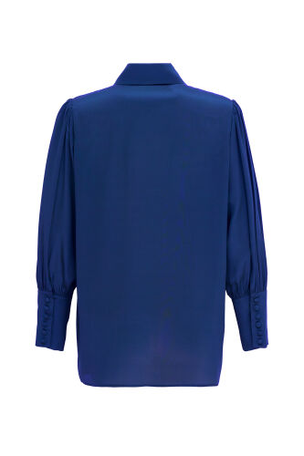 Imannoor x Rawdah Pointed Collar Saxe Crepe Silk Shirt - 2