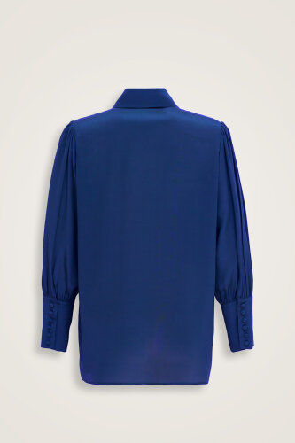 Imannoor x Rawdah Pointed Collar Saxe Crepe Silk Shirt - 2