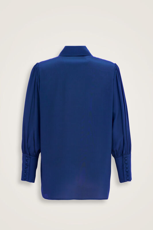 Imannoor x Rawdah Pointed Collar Saxe Crepe Silk Shirt - 2