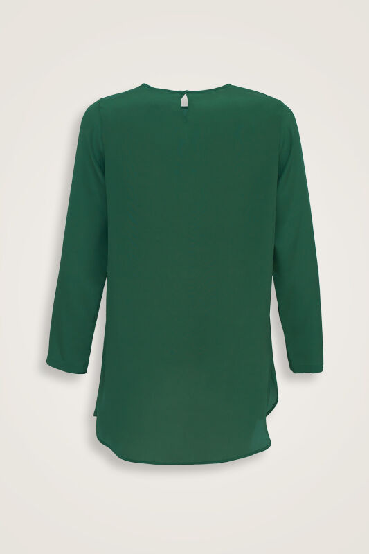 Imannoor x Rawdah Solid Color Çağla Crepe Silk Blouse - 2