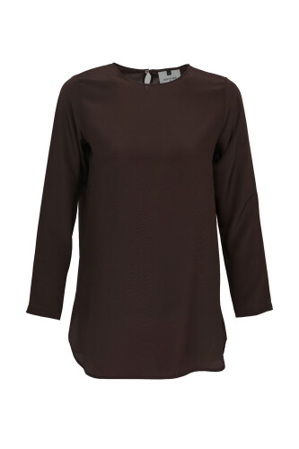 Imannoor x Rawdah Solid Color Coffee Crepe Silk Blouse 