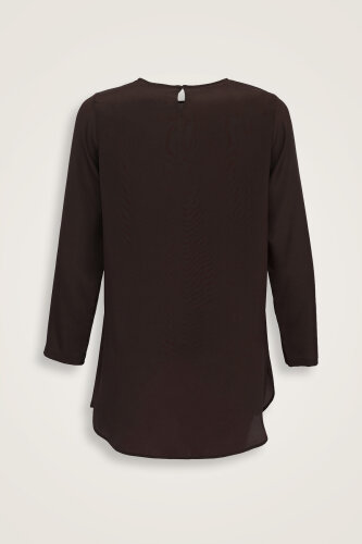 Imannoor x Rawdah Solid Color Coffee Crepe Silk Blouse - 2