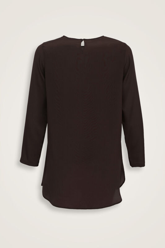 Imannoor x Rawdah Solid Color Coffee Crepe Silk Blouse - 2