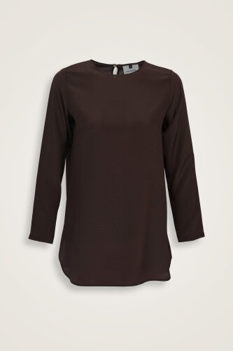 Imannoor x Rawdah Solid Color Coffee Crepe Silk Blouse 