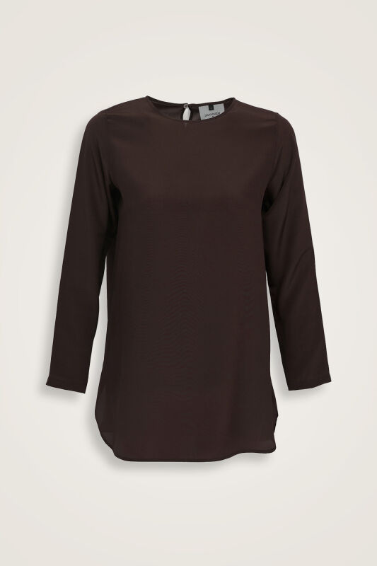 Imannoor x Rawdah Solid Color Coffee Crepe Silk Blouse - 1