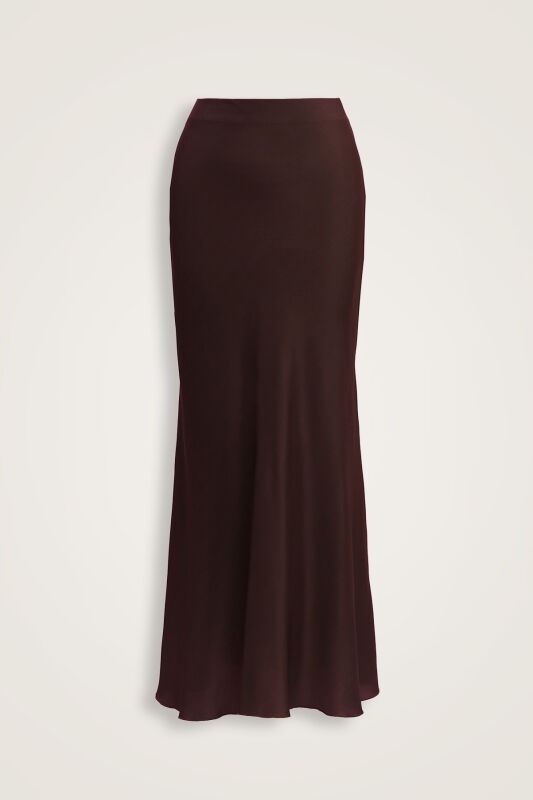 Imannoor x Rawdah Solid Color Coffee Crepe Silk Skirt - 1