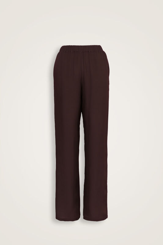 Imannoor x Rawdah Solid Color Coffee Silk Pants - 1