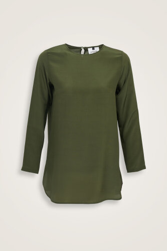 Imannoor x Rawdah Solid Color Green Crepe Silk Blouse 