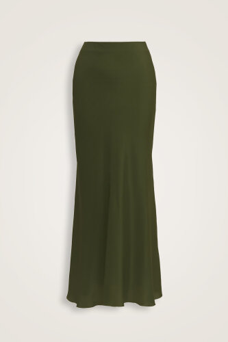 Imannoor x Rawdah Solid Color Green Crepe Silk Skirt 