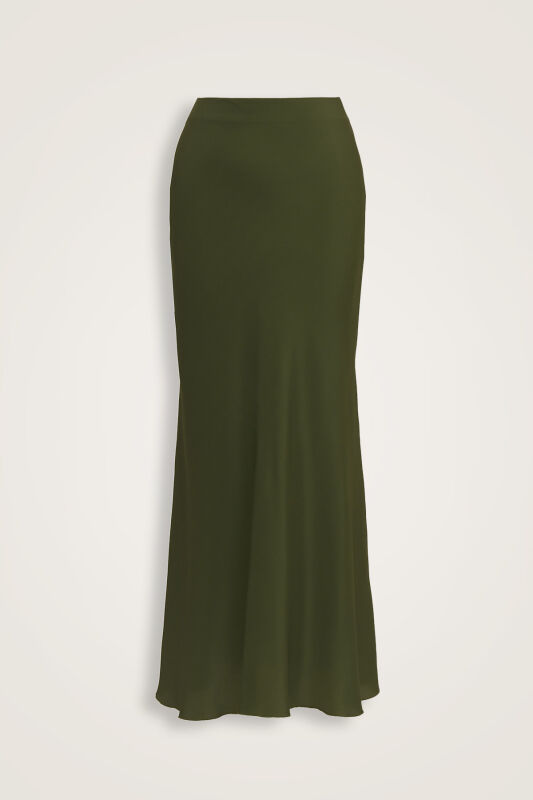 Imannoor x Rawdah Solid Color Green Crepe Silk Skirt - 1
