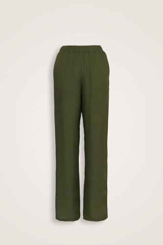 Imannoor x Rawdah Solid Color Green Silk Pants 