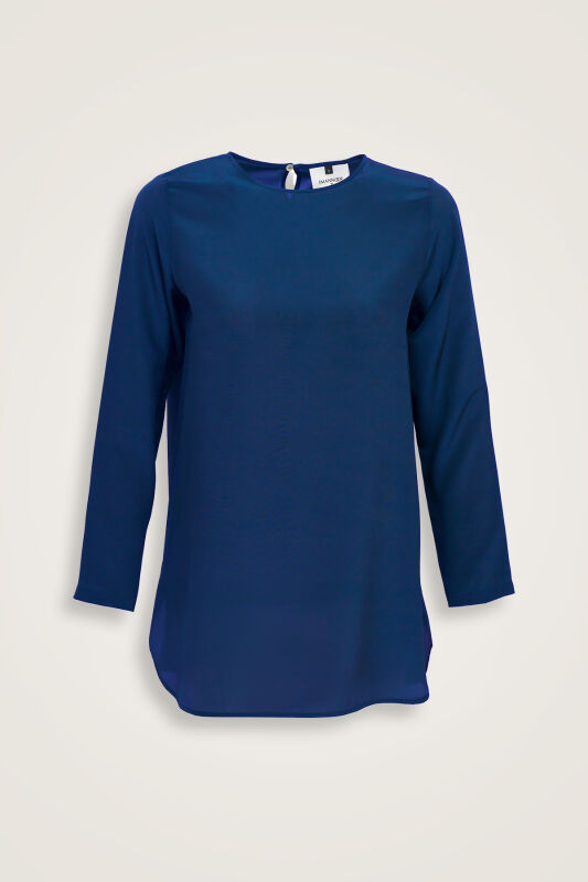 Imannoor x Rawdah Solid Color Saxe Crepe Silk Blouse - 1