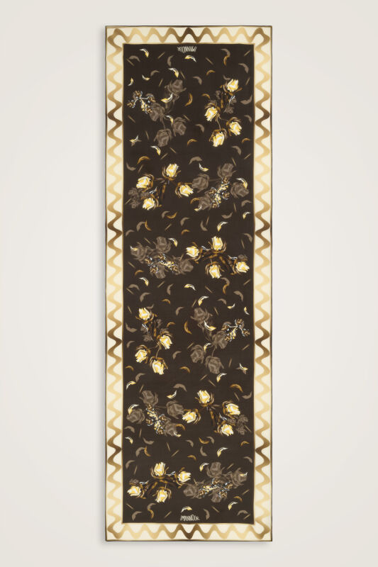 Iman's Rose Brown Crepe Silk Kimono Shawl - 1