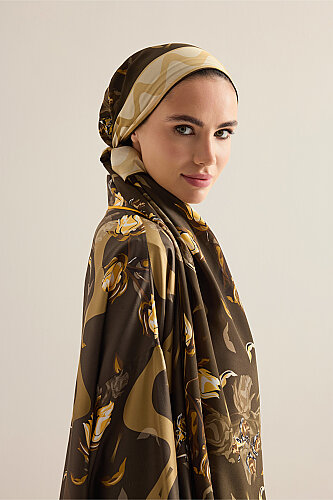 Iman's Rose Brown Crepe Silk Kimono Shawl 