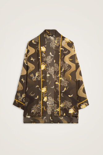 Iman's Rose Brown Twill Silk Kimono 