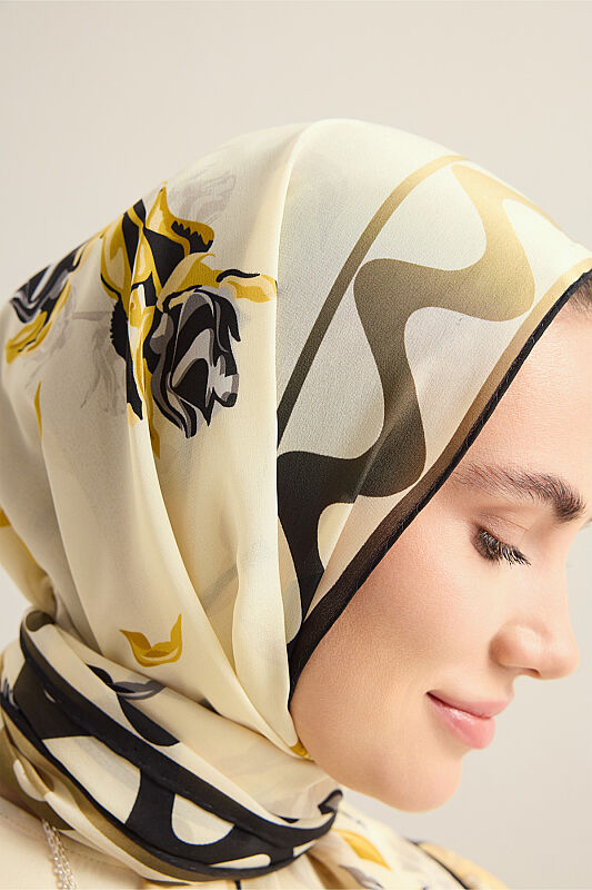 Iman's Rose Cream Crepe Silk Kimono Shawl - 3