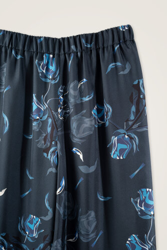 Iman's Rose Navy Blue Twill Silk Trousers - 2