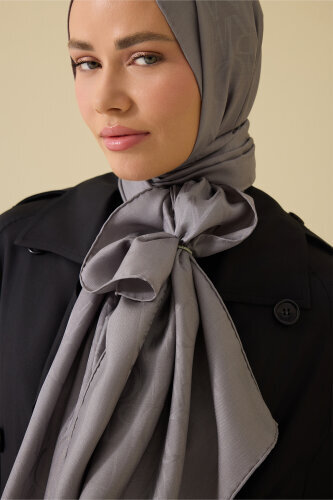 İmza I Gri Jakar İpek Şal 70x210 - Imannoor (3)