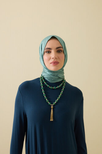 İmza I Mint Yeşil Jakar İpek Şal 70x210 - Imannoor (3)