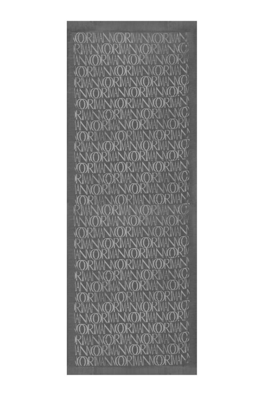 İmza Monogram Gri Shiny Jakar Şal 70x200 - 2