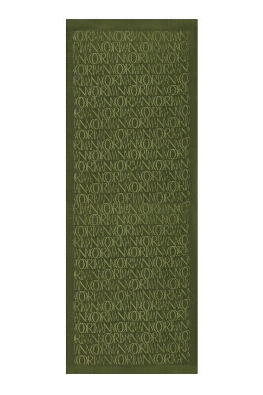 İmza Monogram Haki Shiny Jakar Şal 70x200 - 2