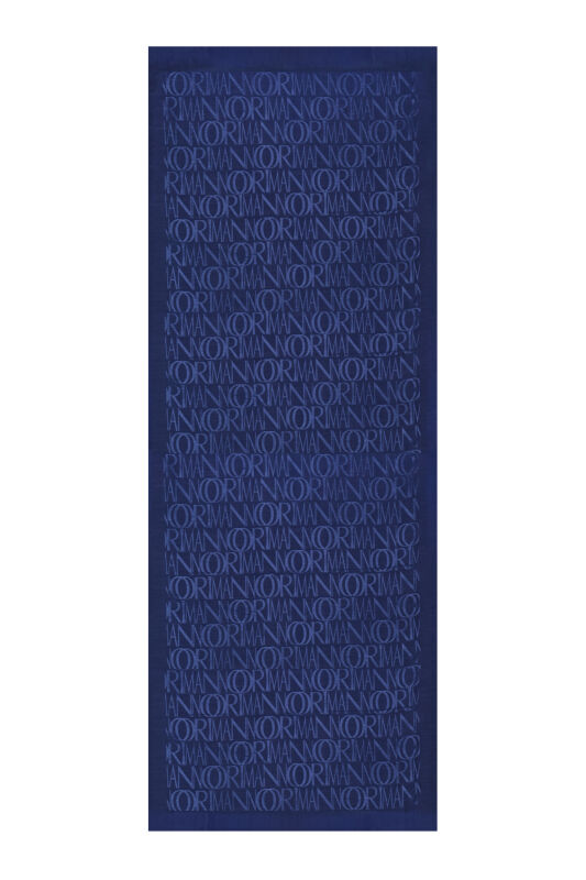 İmza Monogram Lacivert Shiny Jakar Şal 70x200 - 1