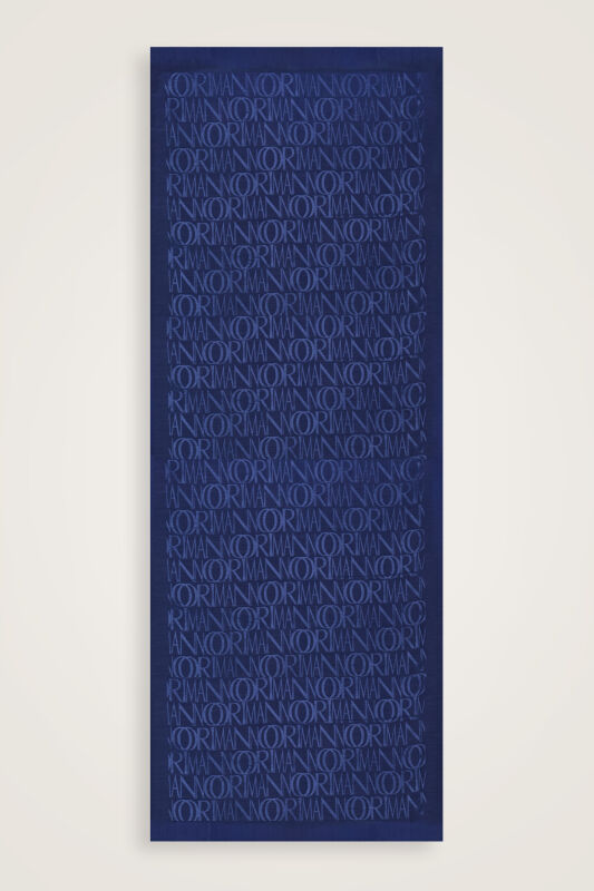 İmza Monogram Lacivert Shiny Jakar Şal 70x200 - 2