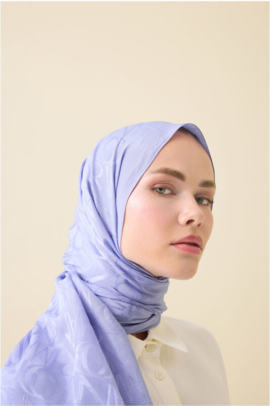 Monogram İmza Lavanta Shiny Jakar Şal 70x200 - 3