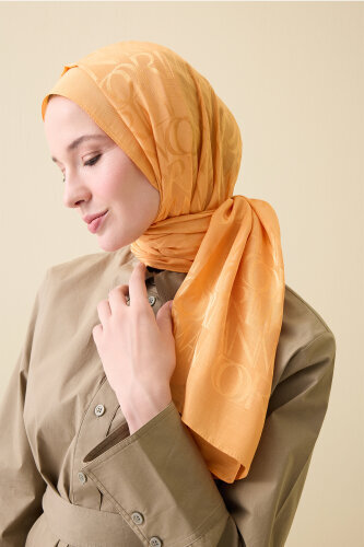Monogram İmza Safran Shiny Jakar Şal 70x200 