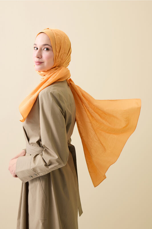 Monogram İmza Safran Shiny Jakar Şal 70x200 - 3