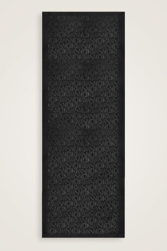 İmza Monogram Siyah Shiny Jakar Şal 70x200 