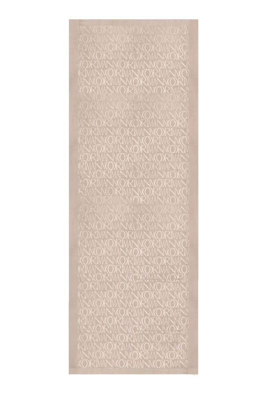 İmza Monogram Taş Rengi Shiny Jakar Şal 70x200 - 2