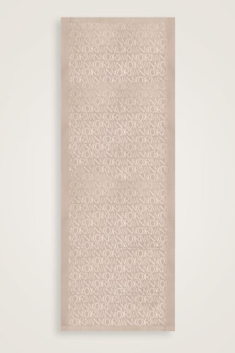 İmza Monogram Taş Rengi Shiny Jakar Şal 70x200 - 2