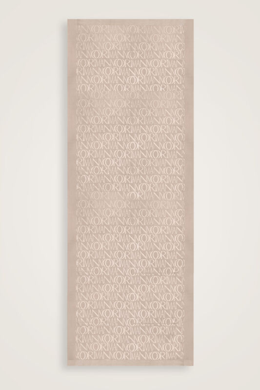İmza Monogram Taş Rengi Shiny Jakar Şal 70x200 - 2