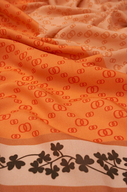 Inverted Tulip Flosh Viscose Shawl Orange - 2