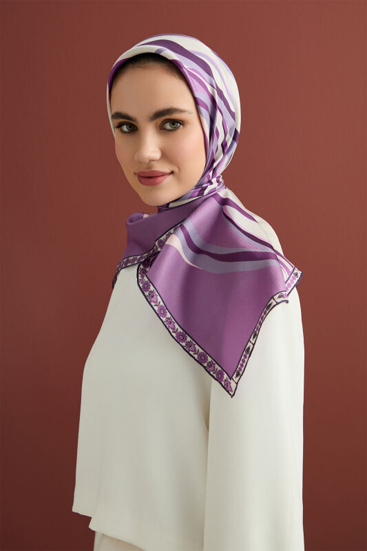 Inverted Tulip Silk Scarf Lilac - 1