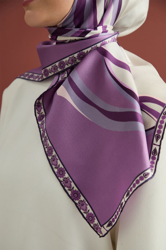 Inverted Tulip Silk Scarf Lilac - 3