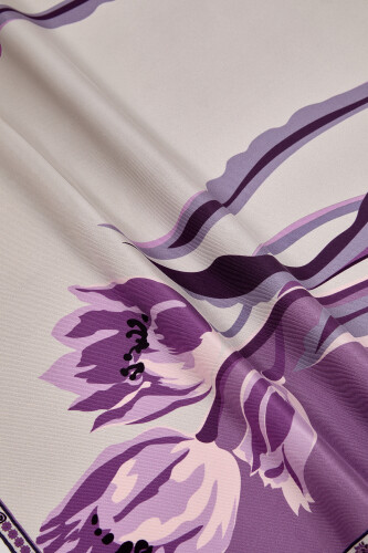 Inverted Tulip Silk Scarf Lilac - 4