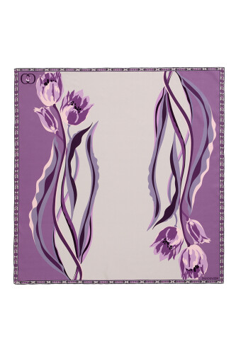 Inverted Tulip Silk Scarf Lilac - 2