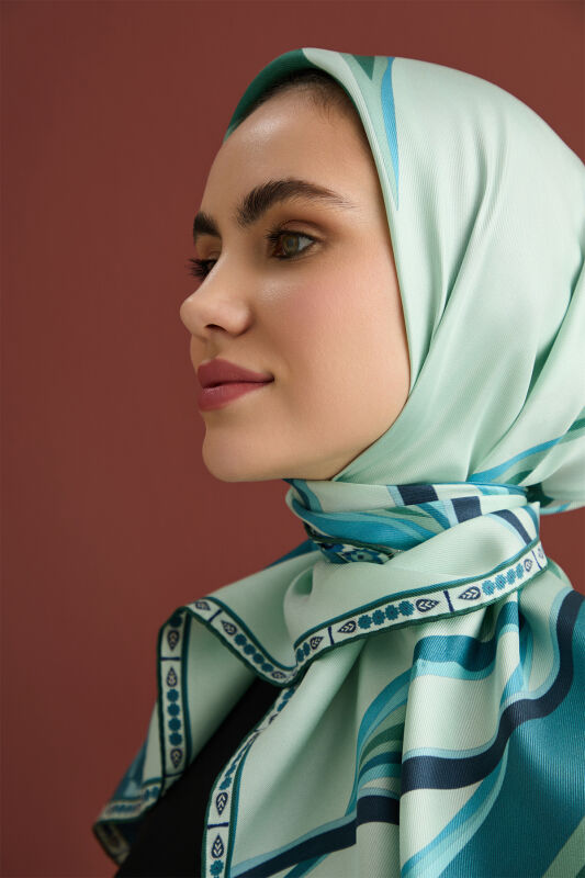 Inverted Tulip Silk Scarf Petrol - 5