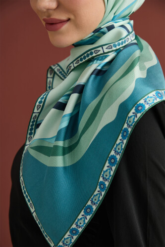 Inverted Tulip Silk Scarf Petrol - 3