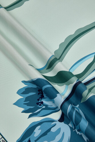 Inverted Tulip Silk Scarf Petrol - 4