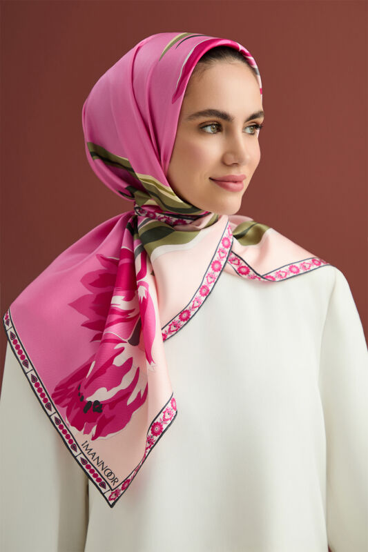 Inverted Tulip Silk Scarf Pink - 1