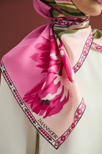 Inverted Tulip Silk Scarf Pink - 3