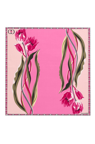 Inverted Tulip Silk Scarf Pink - 2